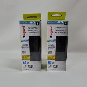 Legrand Radiant 15 Amp GFCI Outlet with Night Light~Black~ Set Of 2